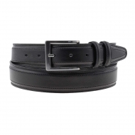 Cinturón italiano piel negra doble costuras 