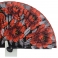 Abanico diseño madera negra con flores rojas 124378